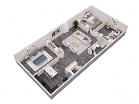 Floor plan for 3 beds, 1 bath, 900 sqft